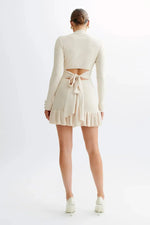 Load image into Gallery viewer, Contrast Knit Mini Dress | Slim Fit | Button Front | Ruffle Hem