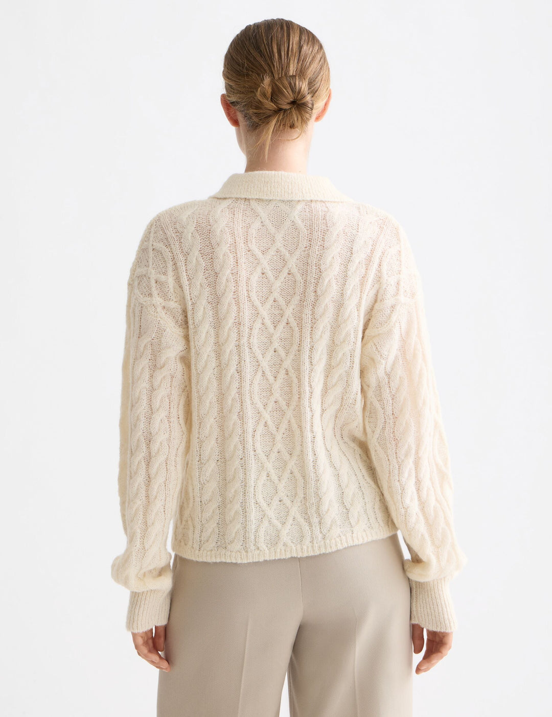 Forma Cable Knit Sweater | Mohair Wool Blend | Polo Collar