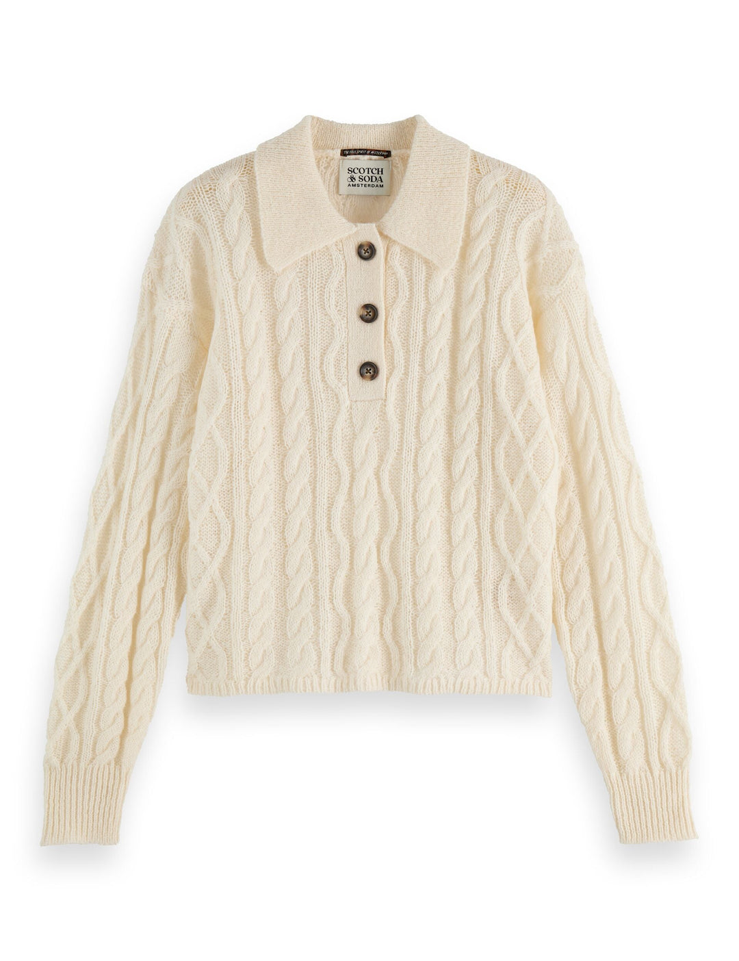 Forma Cable Knit Sweater | Mohair Wool Blend | Polo Collar