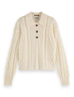 Load image into Gallery viewer, Forma Cable Knit Sweater | Mohair Wool Blend | Polo Collar