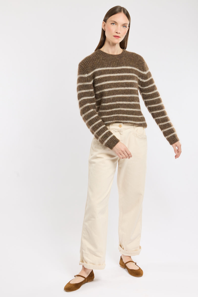 Striped Cashmere Sweater | Crew Neck Knit | Relaxed Fit Winter Piece