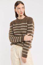 Load image into Gallery viewer, Striped Cashmere Sweater | Crew Neck Knit | Relaxed Fit Winter Piece