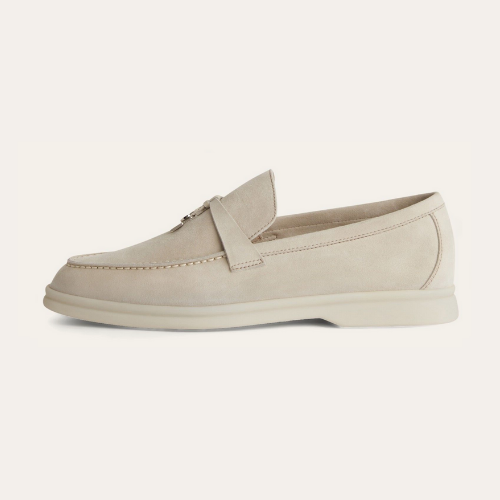 Women's Suede Loafers with Tassel Detail – Beige