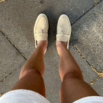 Load image into Gallery viewer, Women's Suede Loafers with Tassel Detail – Beige