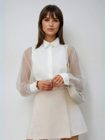 Load image into Gallery viewer, Forma Sheer Organza Blouse | Puff Sleeve | Lapel Collar