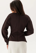 Load image into Gallery viewer, V-Neck Scuba Top | Structured Knit | Long Sleeve Modern Fit