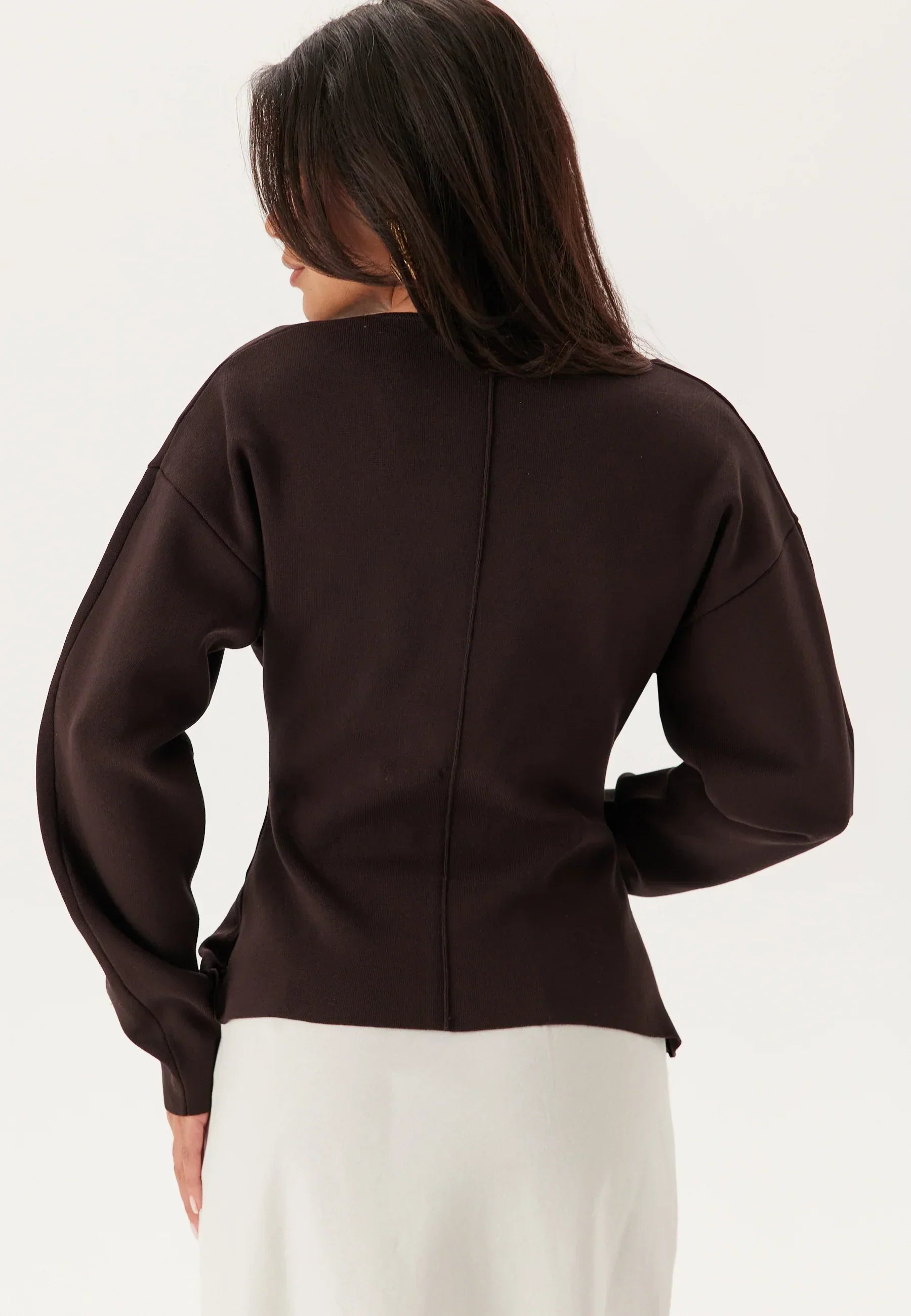 V-Neck Scuba Top | Structured Knit | Long Sleeve Modern Fit