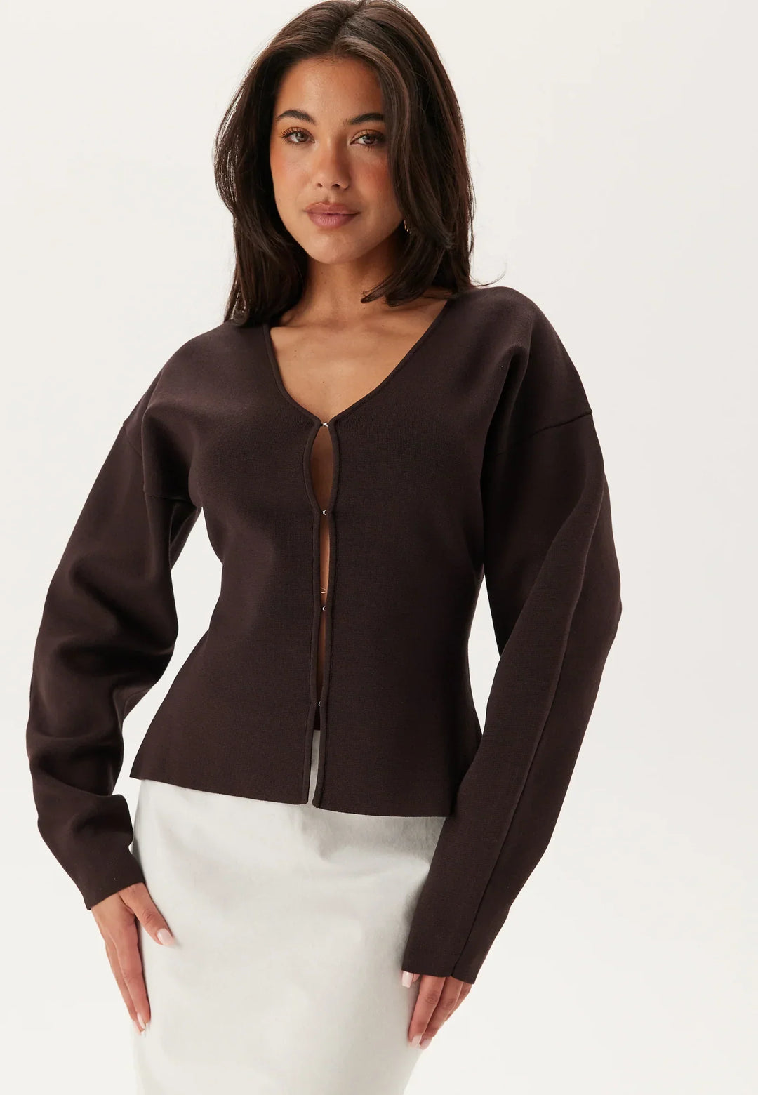 V-Neck Scuba Top | Structured Knit | Long Sleeve Modern Fit