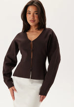 Load image into Gallery viewer, V-Neck Scuba Top | Structured Knit | Long Sleeve Modern Fit