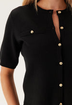 Load image into Gallery viewer, Short Sleeve Knit Cardigan | Gold Button Detail | Slim Fit