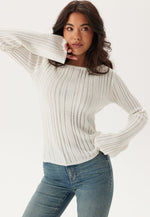 Load image into Gallery viewer, Ribbed Knit Sweater | Boat Neck | Flared Sleeves