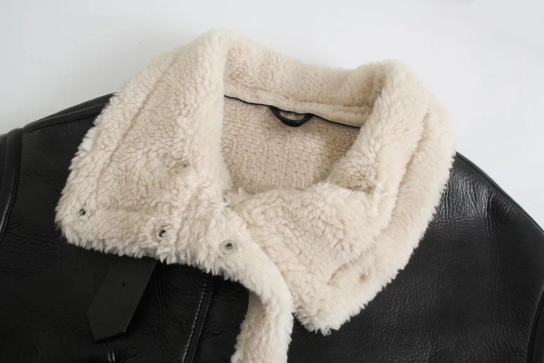 Faux Shearling Aviator Jacket | Short Fit | Contrast Collar