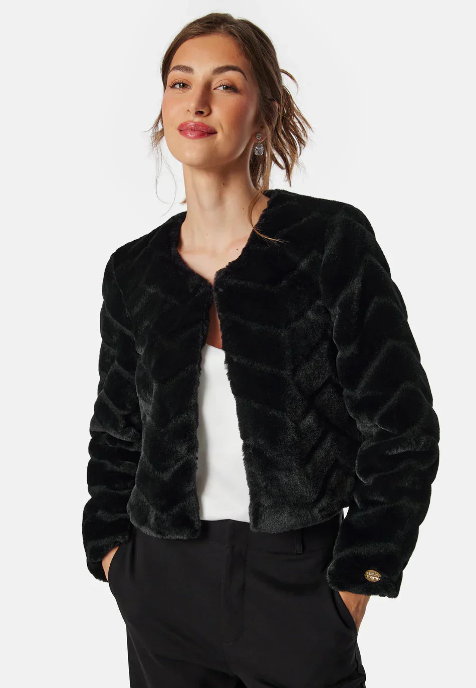 Cropped Faux Fur Jacket | Soft Texture | Elegant Evening Layer