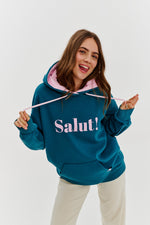 Load image into Gallery viewer, Core Line “Salut!” Hoodie | Oversized Fit | Contrast Print