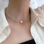 Load image into Gallery viewer, Pearl Pendant Choker Necklace | Crystal Detailing