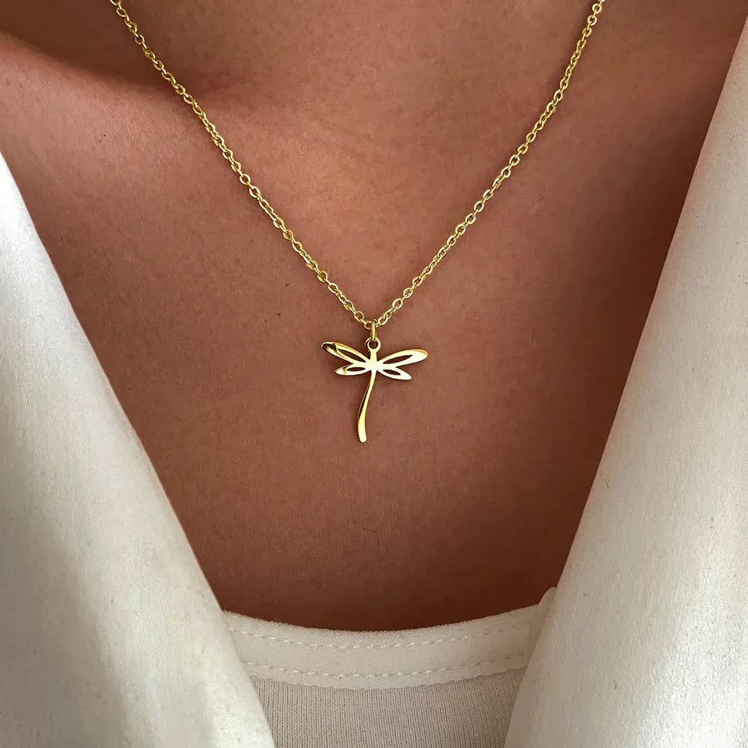 Dragonfly Pendant Necklace | Gold-Tone Finish