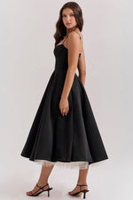 Load image into Gallery viewer, Solenne Sweetheart Midi Dress | A-Line Silhouette | Spaghetti Straps