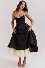 Load image into Gallery viewer, Solenne Sweetheart Midi Dress | A-Line Silhouette | Spaghetti Straps