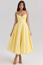Load image into Gallery viewer, Solenne Sweetheart Midi Dress | A-Line Silhouette | Spaghetti Straps