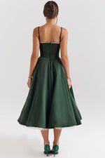 Load image into Gallery viewer, Solenne Sweetheart Midi Dress | A-Line Silhouette | Spaghetti Straps