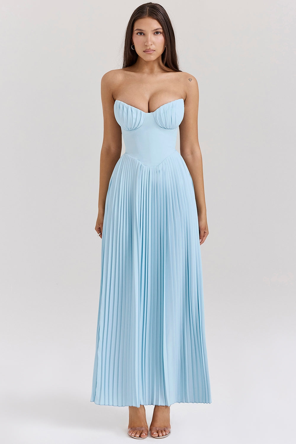 Solenne Pleated Maxi Dress | Corset Bodice | Strapless Silhouette
