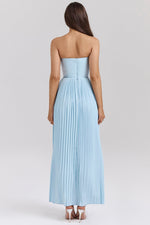 Load image into Gallery viewer, Solenne Pleated Maxi Dress | Corset Bodice | Strapless Silhouette