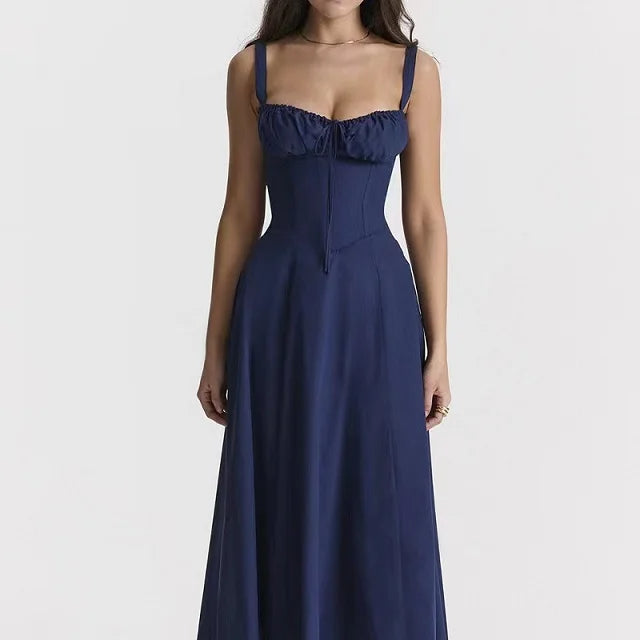 Solenne Floral Corset Midi Dress | Sweetheart Neckline, Slit Skirt, Spaghetti Straps