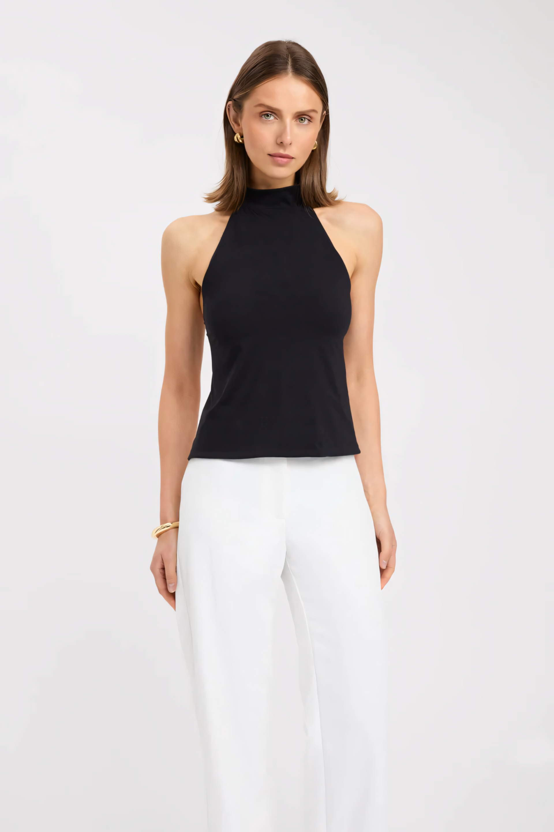 Haven Sculpted Halter Tank Top in Stretch Knit | Summer