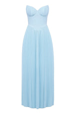 Load image into Gallery viewer, Solenne Pleated Maxi Dress | Corset Bodice | Strapless Silhouette