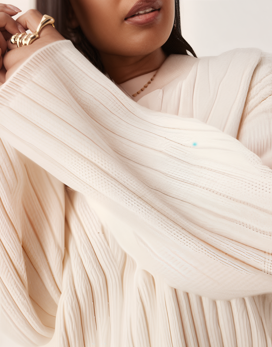 Core Line Ribbed Knit Sweater | Cream | Relaxed Silhouette