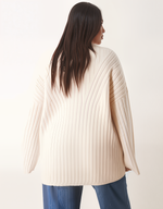 Load image into Gallery viewer, Core Line Ribbed Knit Sweater | Cream | Relaxed Silhouette