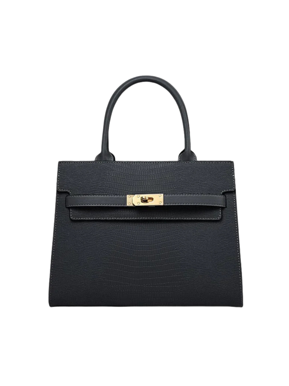 Forma Structured Leather Handbag | Gold Turn-Lock Closure