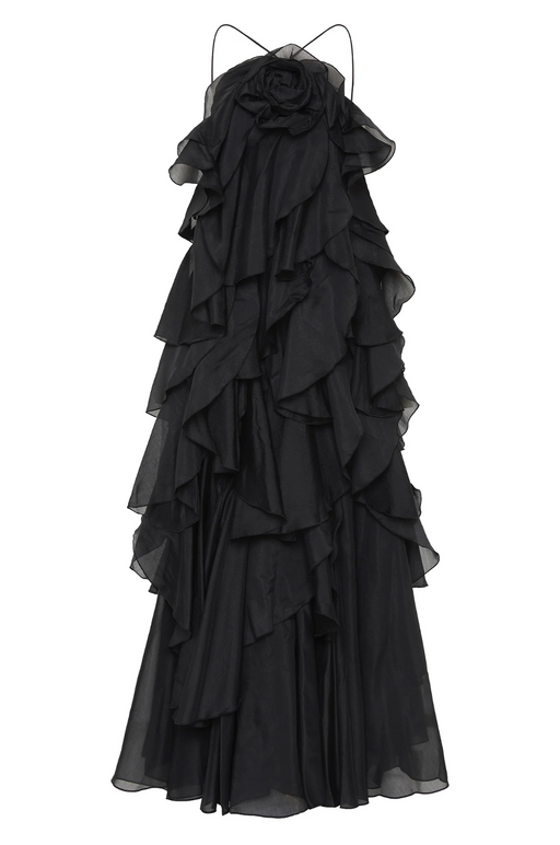 Halo Livora Ruffled Maxi Dress | Halterneck | Layered Chiffon