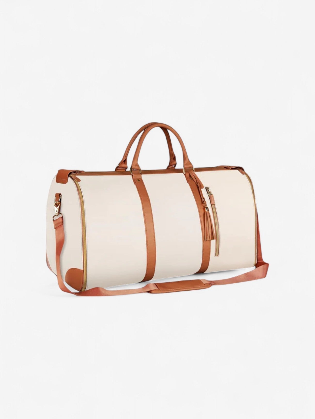 Haven Weekender Duffel Bag | Cream and Tan Travel Holdall