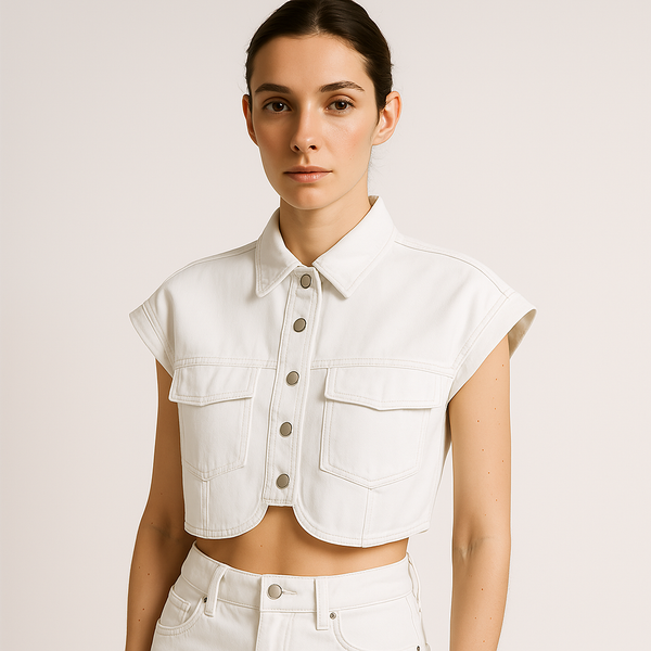 Cropped Denim Shirt | Sleeveless | Boxy Fit
