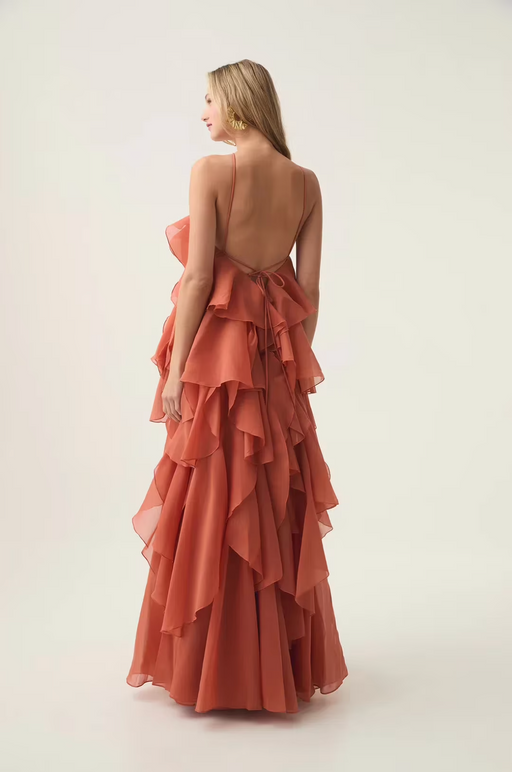 Halo Livora Ruffled Maxi Dress | Halterneck | Layered Chiffon