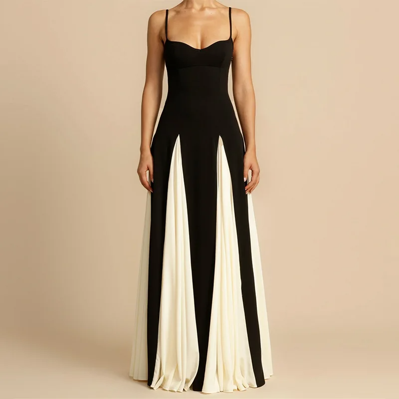 Halo Angélique Maxi Dress | Two-Tone Fit and Flare, Spaghetti Straps