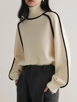 Load image into Gallery viewer, Wool Blend Turtleneck Sweater | Contrast Trim | Relaxed Fit
