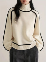 Load image into Gallery viewer, Wool Blend Turtleneck Sweater | Contrast Trim | Relaxed Fit
