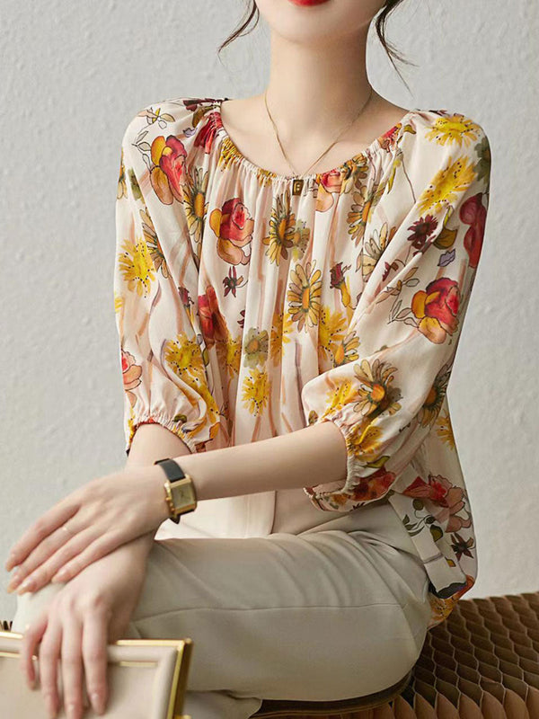 Floral Blouse | Puff Sleeves | Solenne Collection