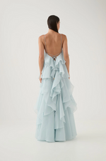 Load image into Gallery viewer, Halo Livora Ruffled Maxi Dress | Halterneck | Layered Chiffon
