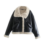 Load image into Gallery viewer, Faux Shearling Aviator Jacket | Short Fit | Contrast Collar
