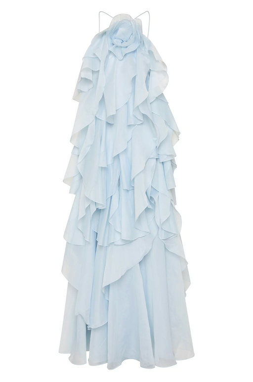 Halo Livora Ruffled Maxi Dress | Halterneck | Layered Chiffon