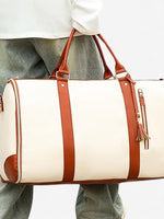 Load image into Gallery viewer, Haven Weekender Duffel Bag | Cream and Tan Travel Holdall
