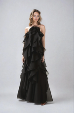 Load image into Gallery viewer, Halo Livora Ruffled Maxi Dress | Halterneck | Layered Chiffon
