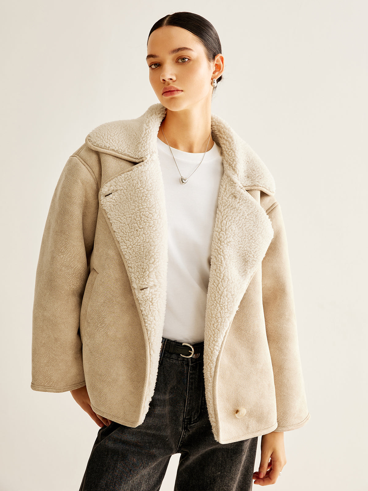 Core Line Faux Shearling Jacket | Oversized Fit | Winter Warmth