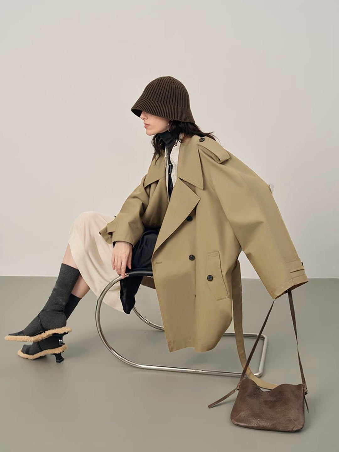 Oversized Double Breasted Trench Coat | Relaxed Fit | Belted