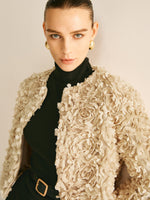 Load image into Gallery viewer, Textured Short Jacket | 3D Floral Design | Elegant Statement Piece
