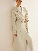 Load image into Gallery viewer, Wool Blend Long Coat | Double Breasted | Belted Silhouette
