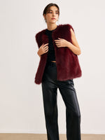Load image into Gallery viewer, Faux Fur Vest | Burgundy | Soft Touch Finish
